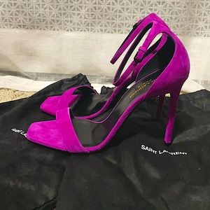 Brand NEW Saint Laurent purple suede square toe